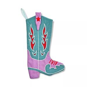 Novelty Stocking Christmas Cowboy Boot Blue - Bullseye's Playground